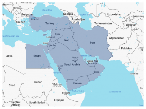 Map of Greater Middle East & Levant