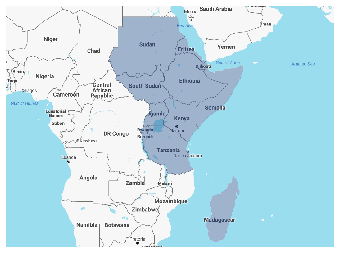 Малави на карте Африки. Horn of Africa Map. Бурунди на карте Африки.